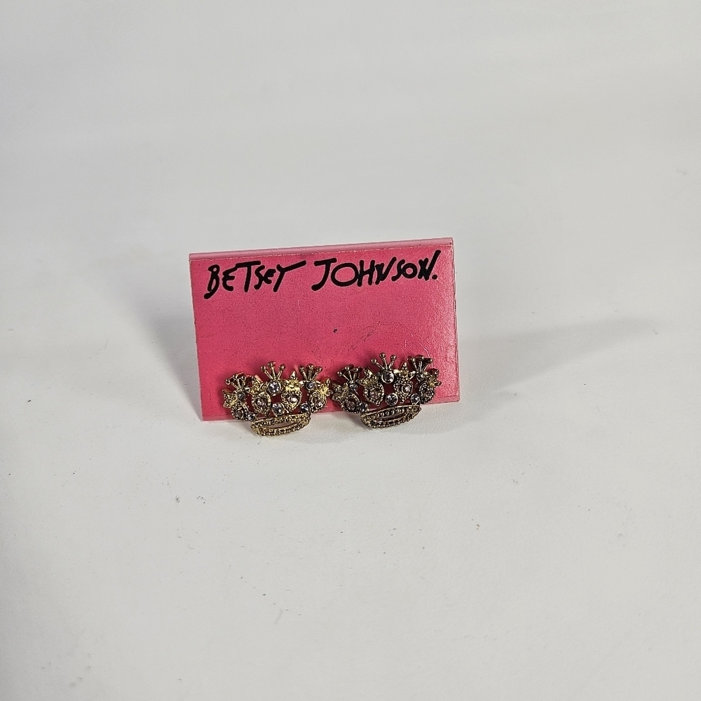 Betsey Johnson Gold-Tone Crown Earrings